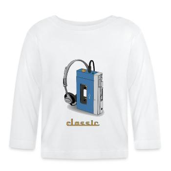 CLASSIC-WALKMAN retro design, blue - Organic Baby Long Sleeve T-Shirt - white - Front
