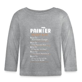 Peintre Emploi à taux horaire - T-shirt manches longues bio Bébé - gris chiné - Devant