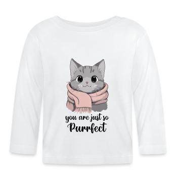 Tu es tellement parfait. Chat mignon portant une écharpe - T-shirt manches longues bio Bébé - blanc - Devant
