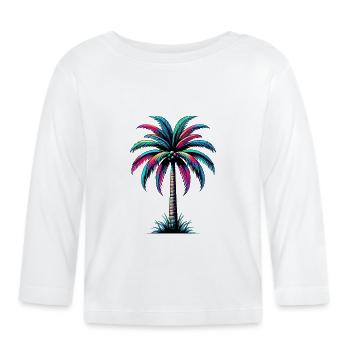 Palmier - T-shirt manches longues bio Bébé - blanc - Devant