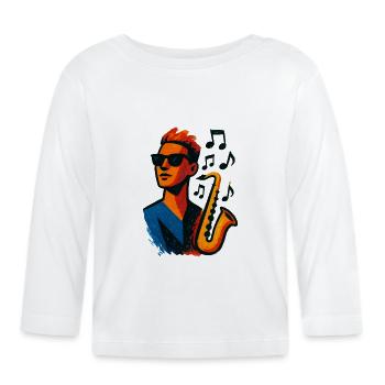 Saxophon – Jazz – Musik - Baby Bio-Langarmshirt - Weiß - Vorne