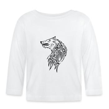 wolf_tribal - T-shirt manches longues bio Bébé - blanc - Devant