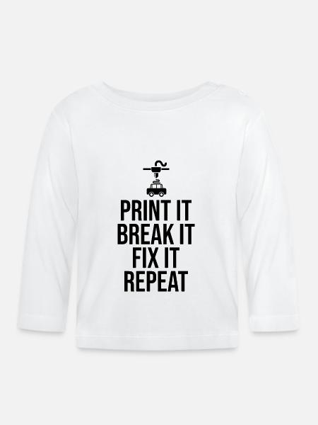 3D-Drucker 3D-Druck - Baby Bio-Langarmshirt - Weiß