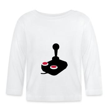 joystick video game joystick paddle1 - Organic Baby Long Sleeve T-Shirt - white - Front