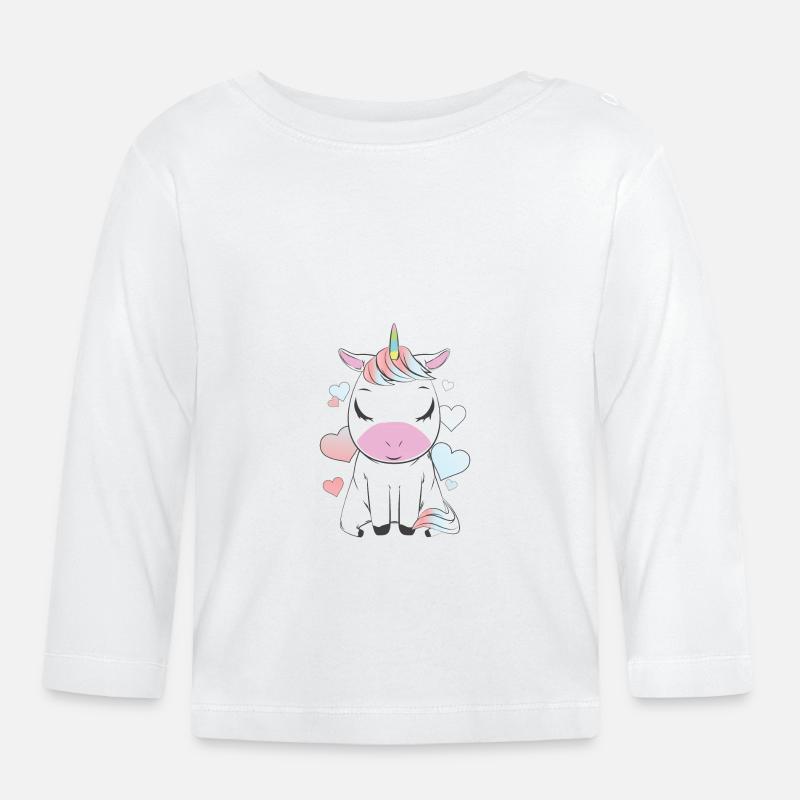 Süßes Einhorn Herz TShirt Geschenk - Baby Bio-Langarmshirt - Weiß