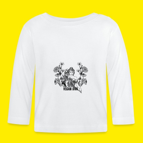 Vegan Diva - dame med blomster - Økologisk langarmet baby-T-skjorte
