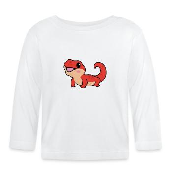 Mirko die Eidechse - Baby Bio-Langarmshirt - Weiß - Vorne