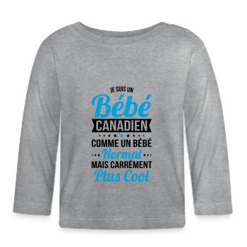 Canadian Baby Like a Normal Baby But Cooler - Organic Baby Long Sleeve T-Shirt - heather grey - Front