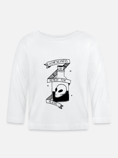 Flasche alien head - Baby Bio-Langarmshirt - Weiß