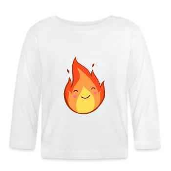 Warmth of the fire animal motif - Organic Baby Long Sleeve T-Shirt - white - Front