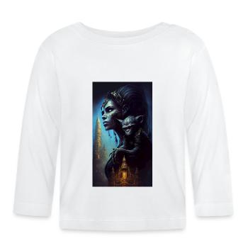 MOTHER SPACESHIP ABOVE FUTURISTIC CITY INHABITED - T-shirt manches longues bio Bébé - blanc - Devant