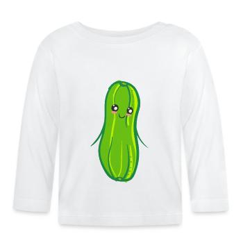 Un concombre aux légumes sucrés Les drôles de concombres - T-shirt manches longues bio Bébé - blanc - Devant