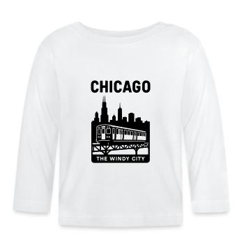 Chicago, États-Unis, Illinois - T-shirt manches longues bio Bébé - blanc - Devant