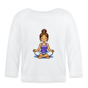 Femme méditant en tailleur - T-shirt manches longues bio Bébé - blanc - Devant