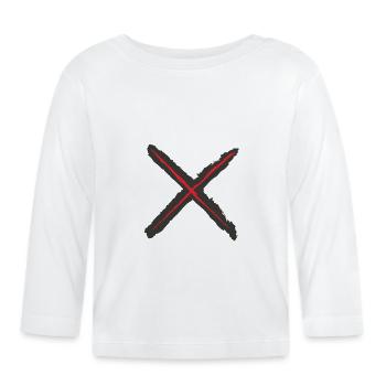 Red X - St. Andrew's Cross Grunge Style red on black - Organic Baby Long Sleeve T-Shirt - white - Front