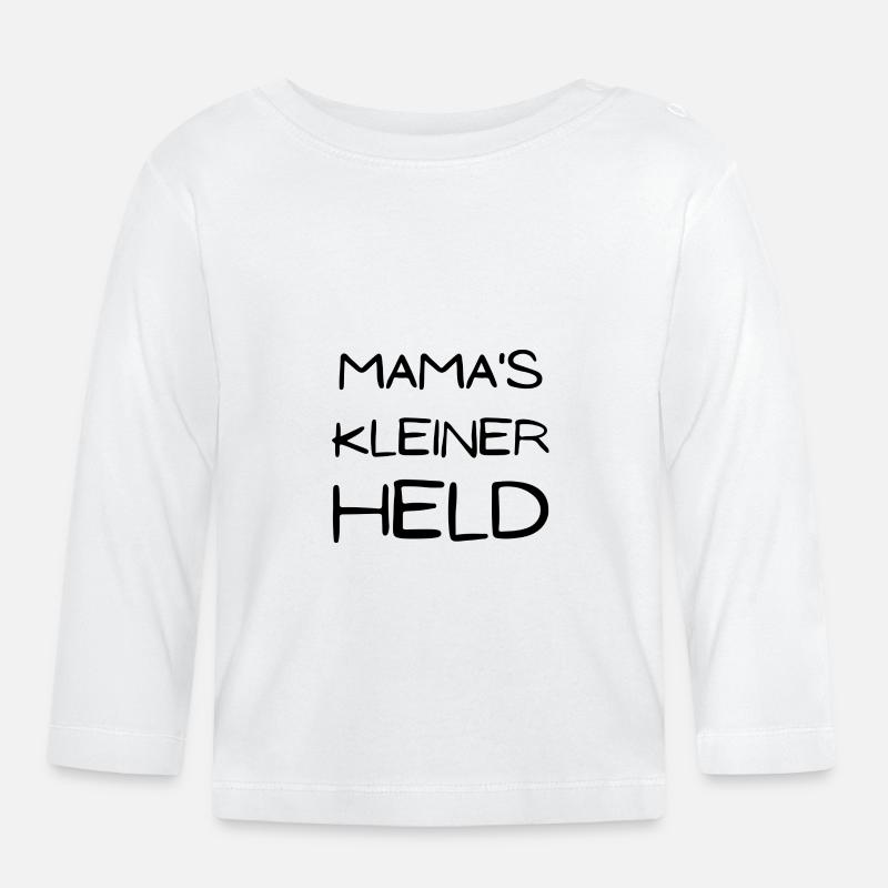 Mama's kleiner Held - Baby Bio-Langarmshirt - Weiß