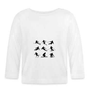 Wintersport - Skifahrer Set Kollektion - Baby Bio-Langarmshirt - Weiß - Vorne