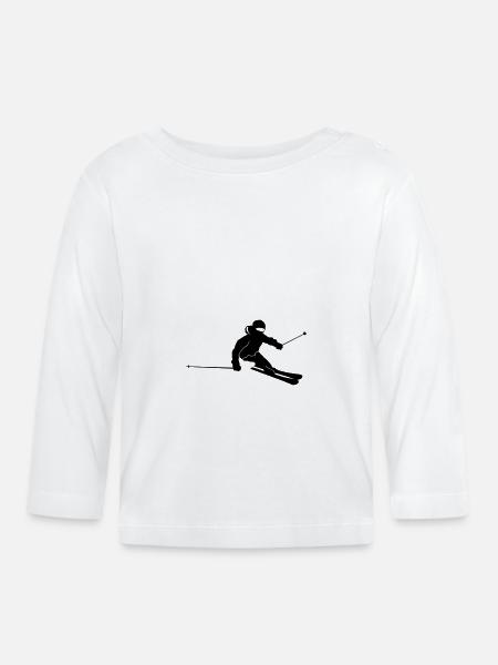 Winter - Skifahrer Carving - Baby Bio-Langarmshirt - Weiß