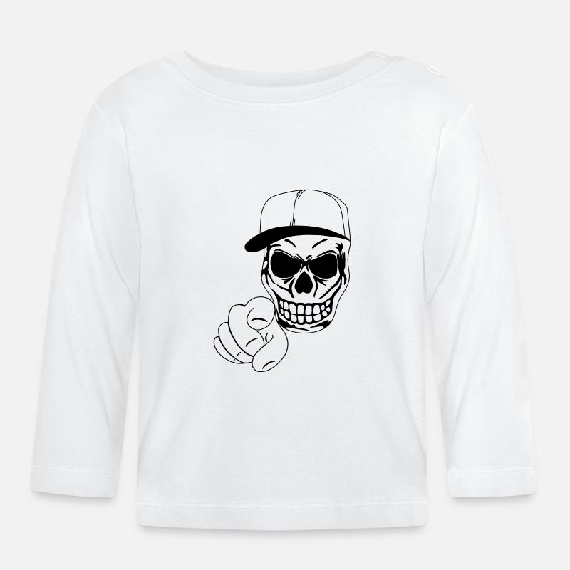 Crâne - T-shirt manches longues bio Bébé - blanc