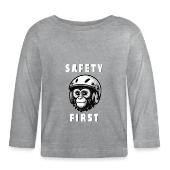 Singe de sécurité - T-shirt manches longues bio Bébé - gris chiné - Devant