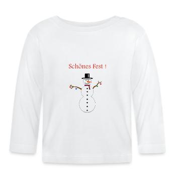Schneemann schönes Fest - Baby Bio-Langarmshirt - Weiß - Vorne