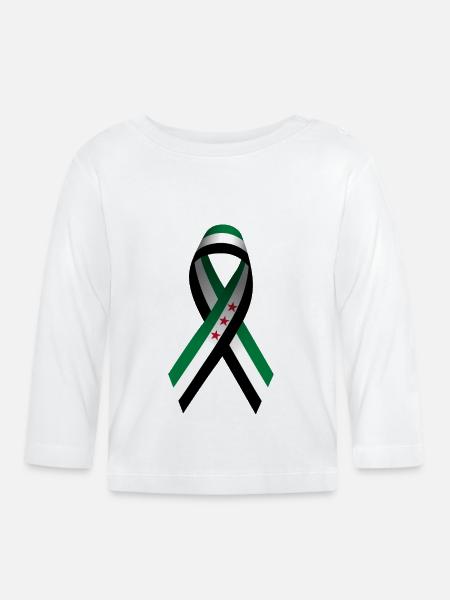 Syrien Flagge Schleife Peacezeichen - Baby Bio-Langarmshirt - Weiß