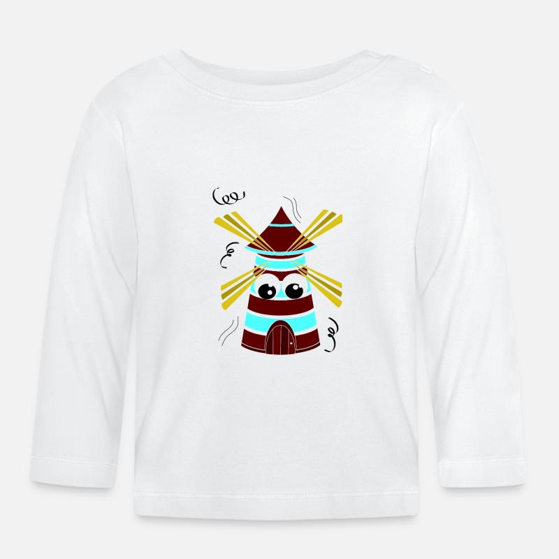 Tourne petit moulin - Baby Bio-Langarmshirt - Weiß