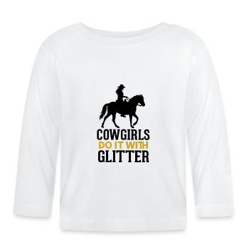 Cavalier western disant chevaux western - T-shirt manches longues bio Bébé - blanc - Devant
