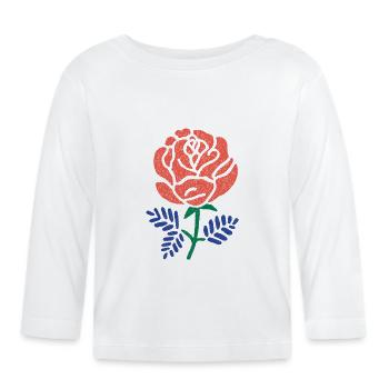 Coral rose with blue-green leaves - Organic Baby Long Sleeve T-Shirt - white - Front