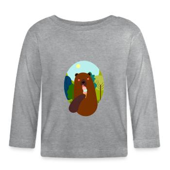 Ours avec de la glace - T-shirt manches longues bio Bébé - gris chiné - Devant