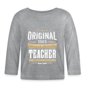Origine 100% des enseignants impressionnant - T-shirt manches longues bio Bébé - gris chiné - Devant