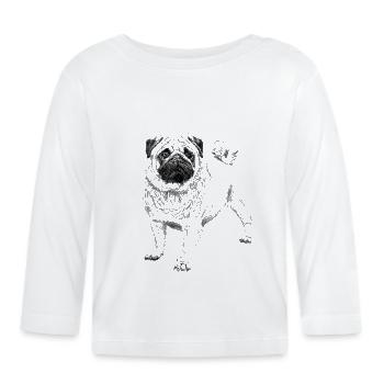 Mops - Baby Bio-Langarmshirt - Weiß - Vorne
