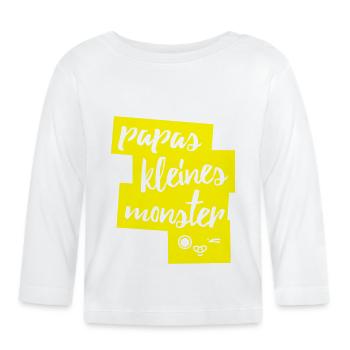Papas Kleines Monster - Baby Bio-Langarmshirt - Weiß - Vorne