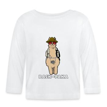 Lustiges Lama Alpaka Comic Tier Trend Urlauber - Baby Bio-Langarmshirt - Weiß - Vorne