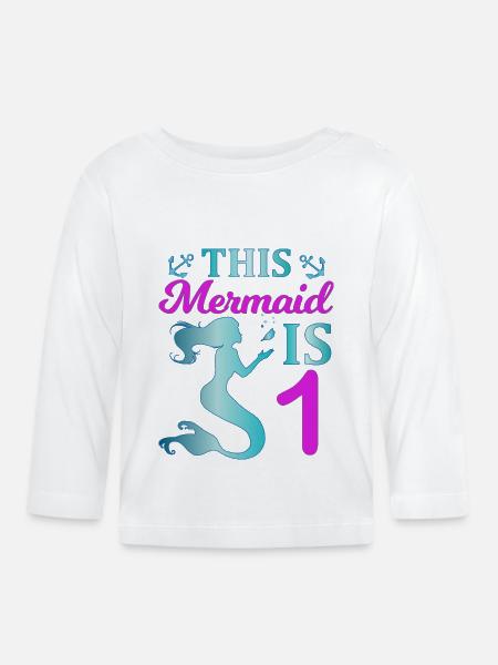 This Mermaid is 1 - Organic Baby Long Sleeve T-Shirt - white
