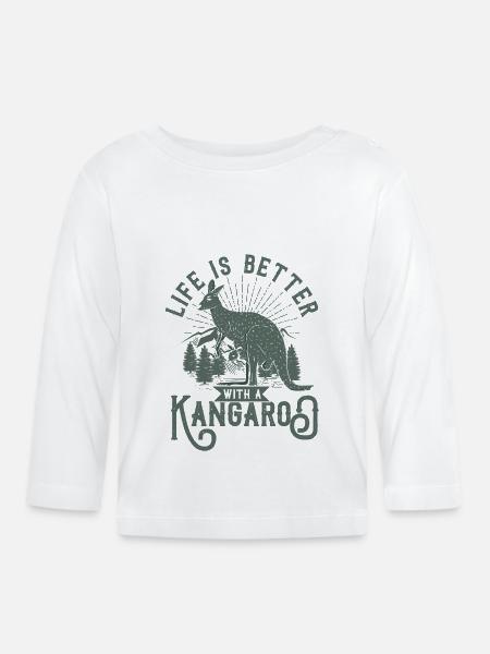 Känguru - Baby Bio-Langarmshirt - Weiß