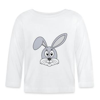 Hase Osterhase Häschen Hasenzähne Hasen Ostern - Baby Bio-Langarmshirt - Weiß - Vorne