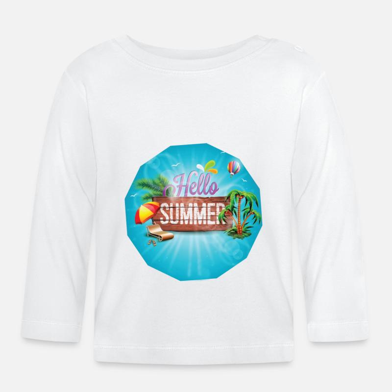 Cadeau de conception pour l'été Paradise - T-shirt manches longues bio Bébé - blanc
