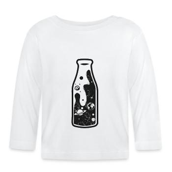 Milky Way in the milk bottle - Design - Organic Baby Long Sleeve T-Shirt - white - Front