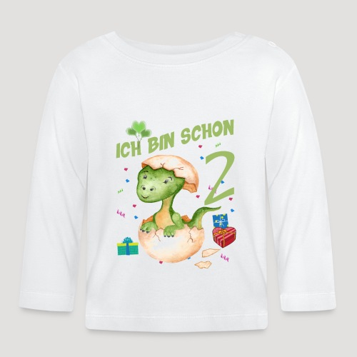 Geburstag 2 Jahre - Dinosaurier Geburtstagsshirt - Baby Bio-Langarmshirt