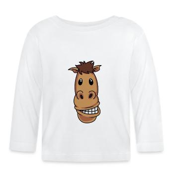 Lustiges verrücktes Pferd Pony Fantasy Reiter Spaß - Baby Bio-Langarmshirt - Weiß - Vorne