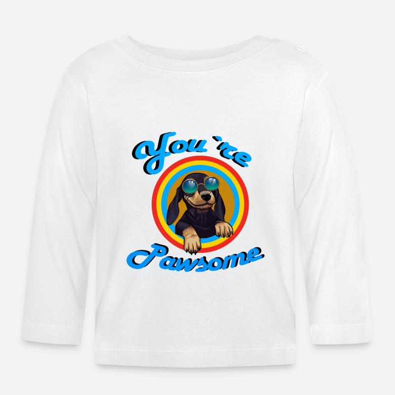 Du er pawsome - Langærmet babyshirt af  økologisk bomuld - hvid
