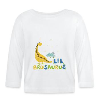 Dinosaurier kleiner Brudersaurus Kleiner Bruder - Baby Bio-Langarmshirt - Weiß - Vorne