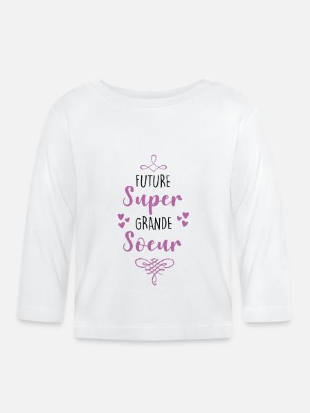 Future super grande soeur annonce grossesse fille - T-shirt manches longues bio Bébé - blanc