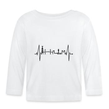Lisbonne Skyline Heartbeat Portugal Love Lisboa - T-shirt manches longues bio Bébé - blanc - Devant