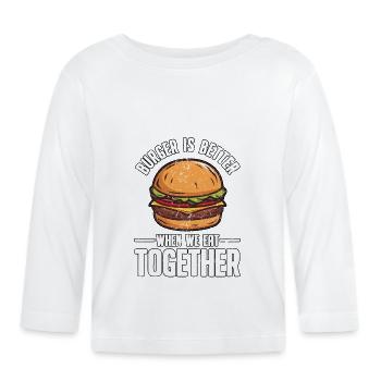 Lustig Fast Food Burger Hamburger Cheeseburger - Baby Bio-Langarmshirt - Weiß - Vorne