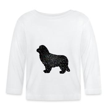 Newfoundland Dog Mosaic Black - Organic Baby Long Sleeve T-Shirt - white - Front