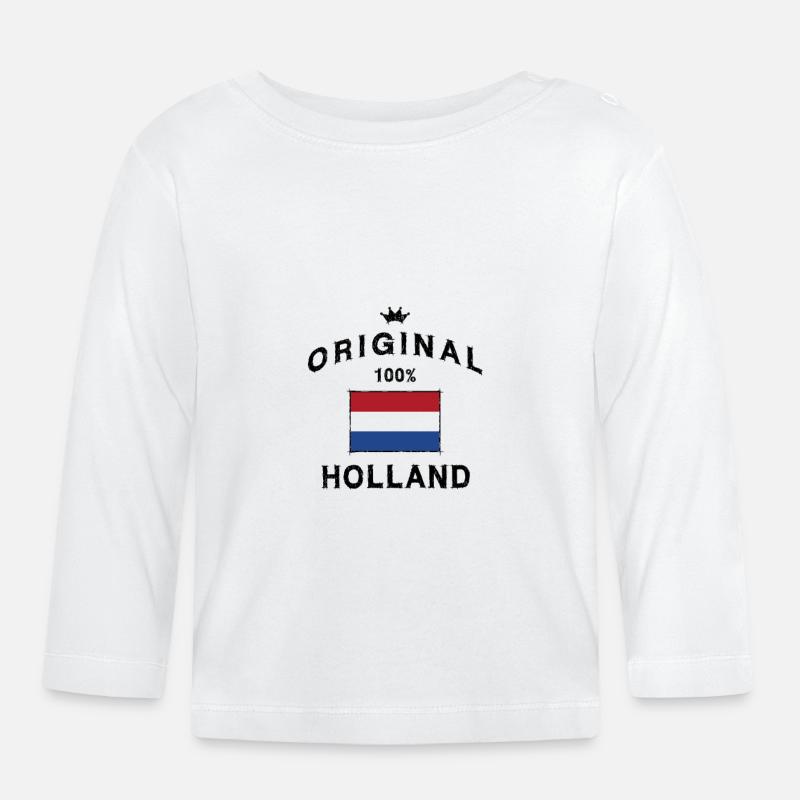 Drapeau hollandais drapeau drapeau - T-shirt manches longues bio Bébé - blanc