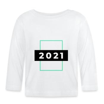 BORN 2021 - Organic Baby Long Sleeve T-Shirt - white - Front