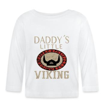 dad daddys little viking wikinger baby kinder dad - Baby Bio-Langarmshirt - Weiß - Vorne